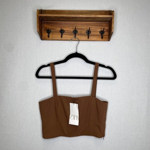 Zara | Brown Tank Top NWT Medium‎ Neutral Woman's Crop Top - Picture 3 of 9
